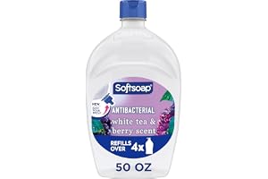 Softsoap Antibacterial Liquid Hand Soap, White Tea & Berry Scent, 50 fl oz | Refill Size, Paraben-Free, Phthalate-Free, Bathroom and Kitchen Hand Soap, Daily Handwashing, Gentle on Hands