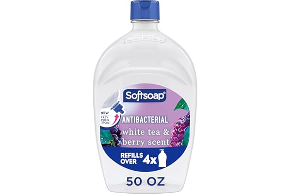 Softsoap Antibacterial Liquid Hand Soap, Kitchen and Bathroom Hand Soap, White Tea and Berry Scent, 50 fl oz Refill