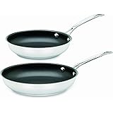 Cuisinart Chef's Classic Stainless Nonstick 2-Piece 9-Inch and 11-Inch Skillet Set - Black And Silver