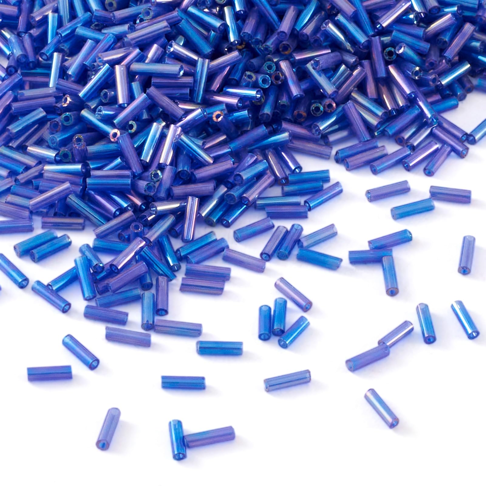 Pandahall About 1250pcs/50g Glass Bugle Seed Beads Sets 6x1.8mm Tube Loose Spacer Beads for DIY Jewelry Craft Making(Blue)
