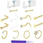 TOKRING Nose Piercing Kit - 2 Packs Self Piercing Gun with Studs &amp; Rings, Disposable Safety Nose Piercing Gun Kit