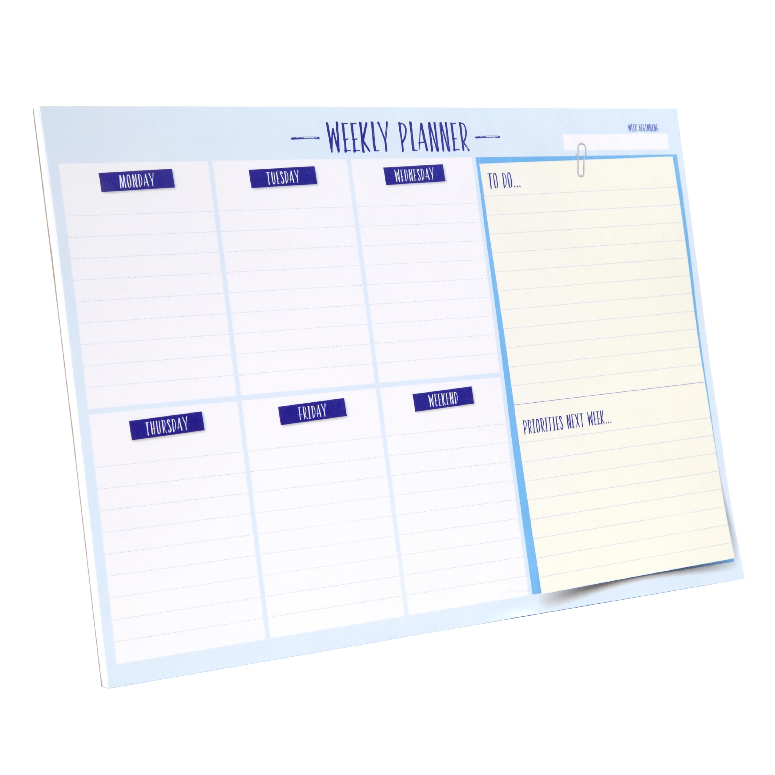 SUMMIT A4 Undated Weekly Desk Planner Pad, 52 Tear off pages, To Do List Notepad, Daily Planning Schedule and Calendar, Organised Week to View Habit Tracker