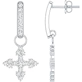 Certified Moissanite Cross Drop Earrings in Silver, D-Vs1 Quality, Moissanite Catholic Earrings - Ready To Gift