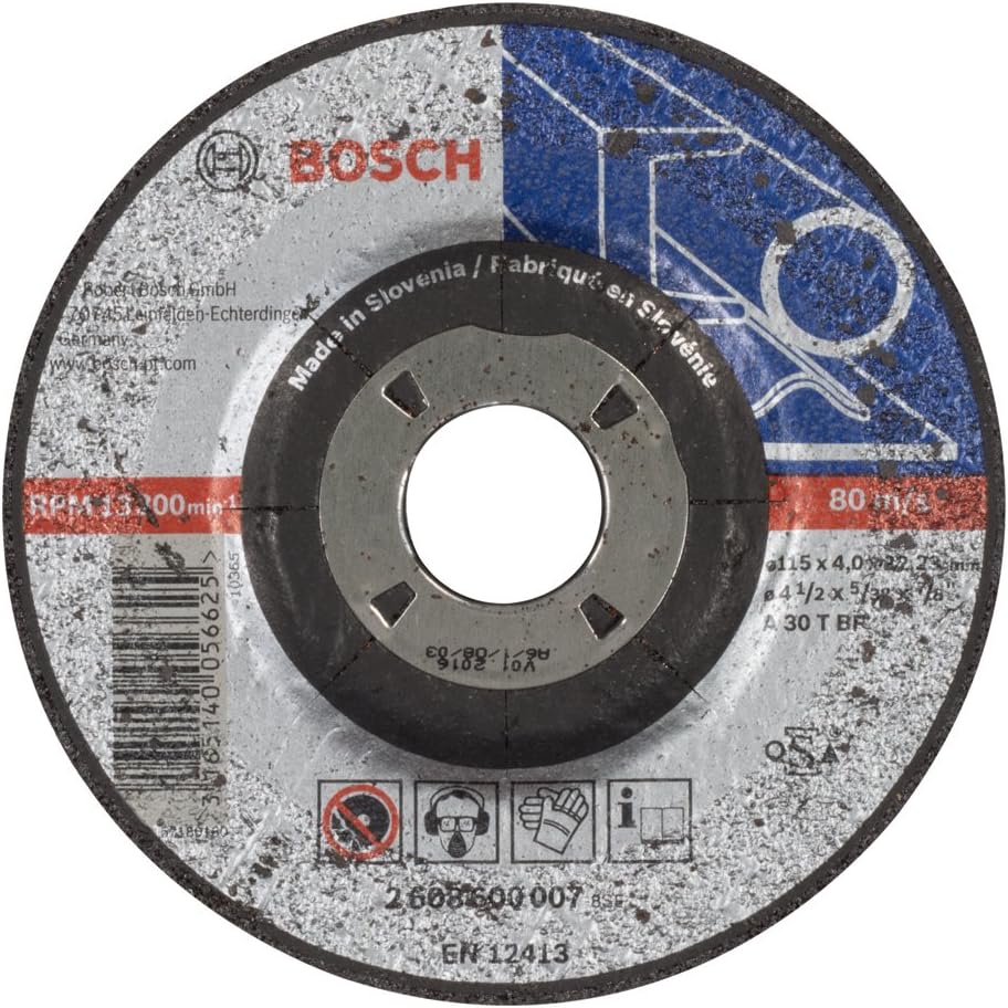 Bosch Accessories 2608600007 Grinding Disc for Steel Black, 115 x 4 mm