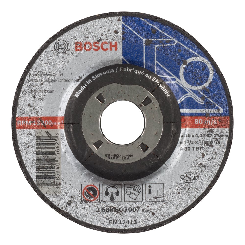 Bosch Accessories 2608600007 Grinding Disc for Steel, Black, 115 x 4 mm