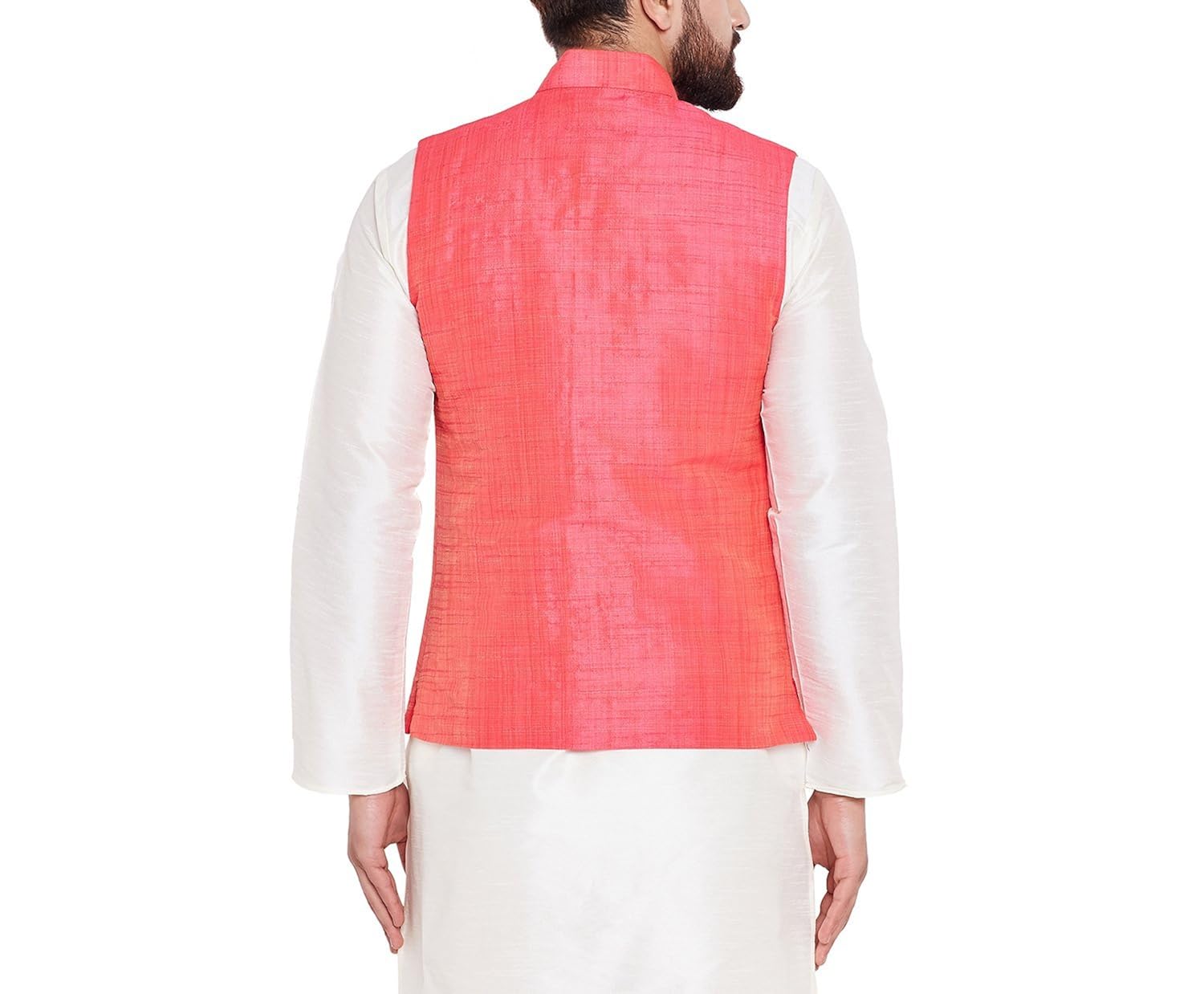 sojanya (since 1958) mens pink dupion silk designer only nehru jacket
