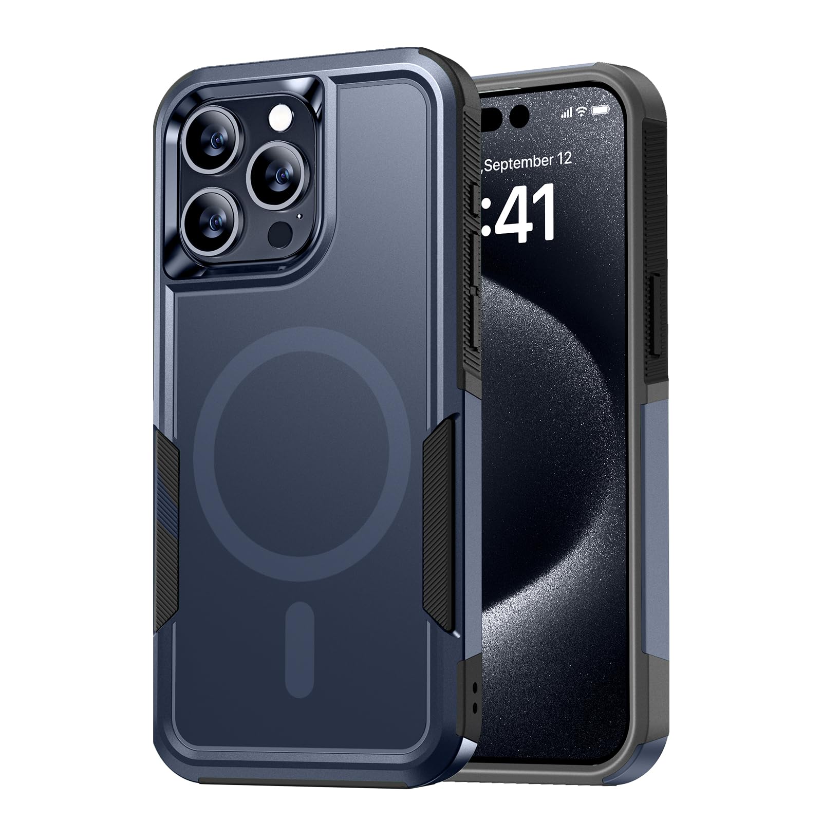 Diaclara Designed for iPhone 15 Pro Max Case, [with MagSafe] [Military Grade Drop Protection] Full-Body Shockproof Phone Case, Dark Blue — image 1