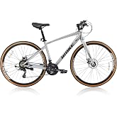 DEYGIA Hybrid Bike, 24-Speed 700C Wheel Hybrid Bicycle with Dual Disc Brakes, Trigger Shifting, Internal Wiring Frame, Lightweight City Commuter Bicycle for Men Women Adult, Multiple Colors