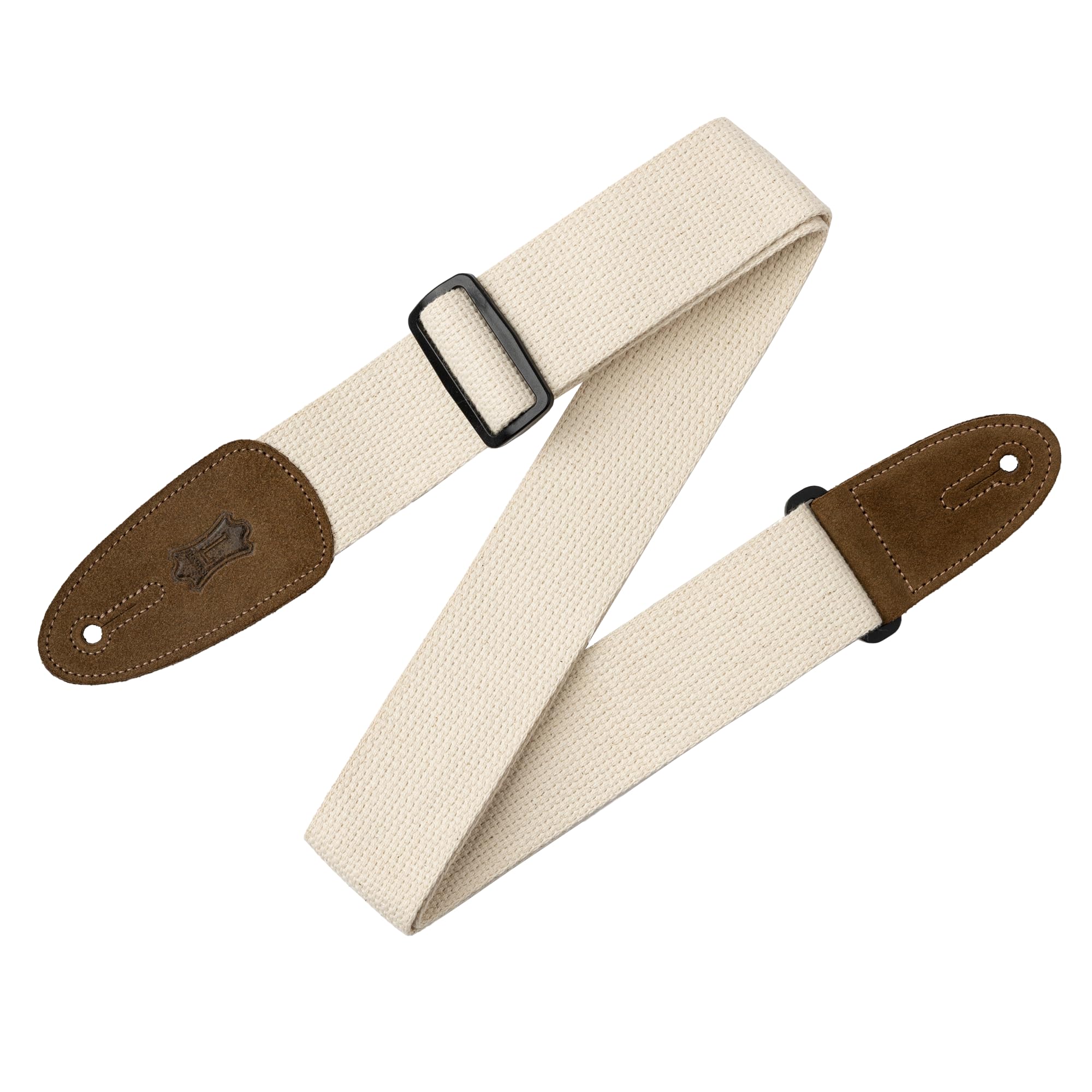 Levy's MC8-NAT 2 inch Cotton with Leather Ends - Natural, 0.2 in*58.0 in*2.0 in