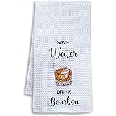 Shrago Funny Bourbon Kitchen Towels, Bourbon Gifts for Men Women Dish Tea Bar Towels, Gifts for Whiskey Lovers Decorative Hand Towel for Kitchen Bar Cart Decor, 16x24 Inch
