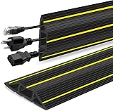 SEGNAYEN 1M Heavy Duty Rubber Floor Cable Protector 3 Cord Channels Black