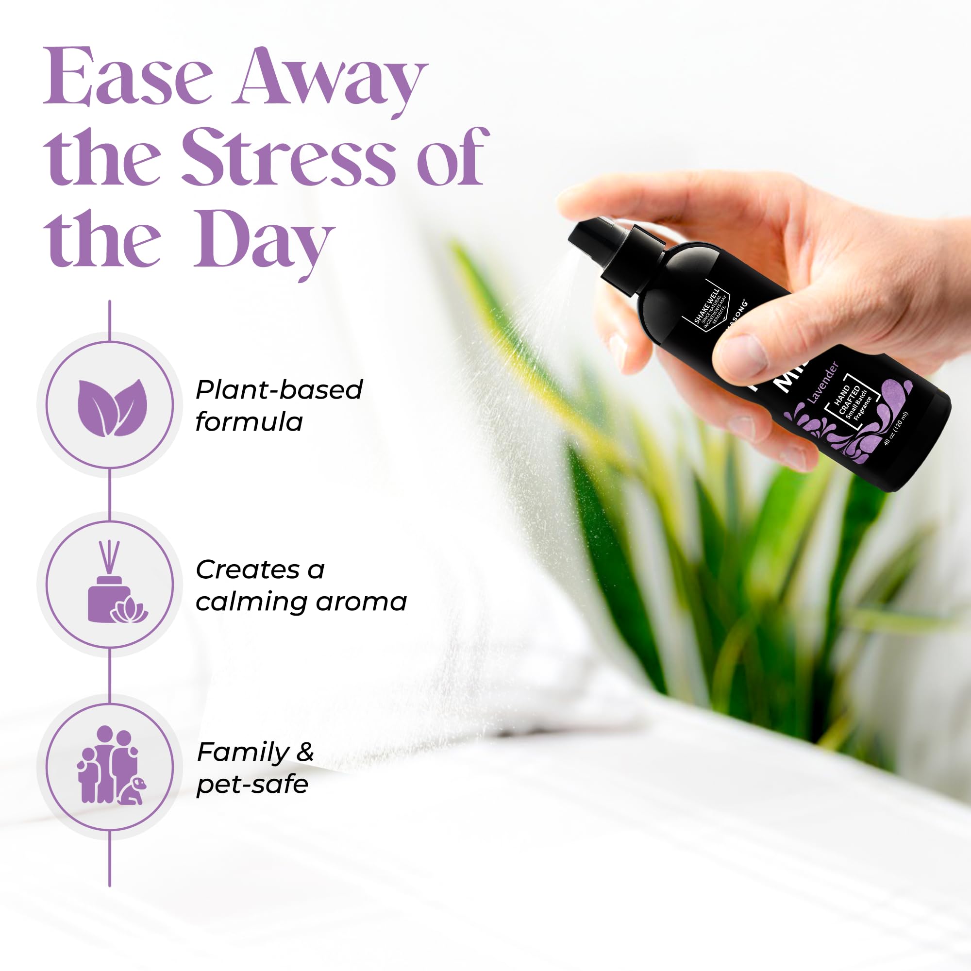 Aromasong Lavender Pillow Spray for Sleeping - All Natural Calming Linen & Bedtime Sleep Mist for Deep Sleep - Pillow Spray Aromatherapy with Botanical Essential Oils for Relaxing Stress