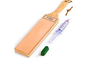 LAVODA Leather Strop Kit-3" by 15.7"-Diamond Paste-11 Oz Cowhide(4.3mm Thickness)-Double Sided，for knives(Ultra Hard Steel M390 VG10) Sharpening Polishing Honing