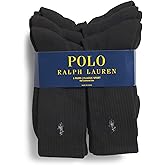 Polo Ralph Lauren Men's Classic Ribbed Crew Socks - 6 Pack (Black)