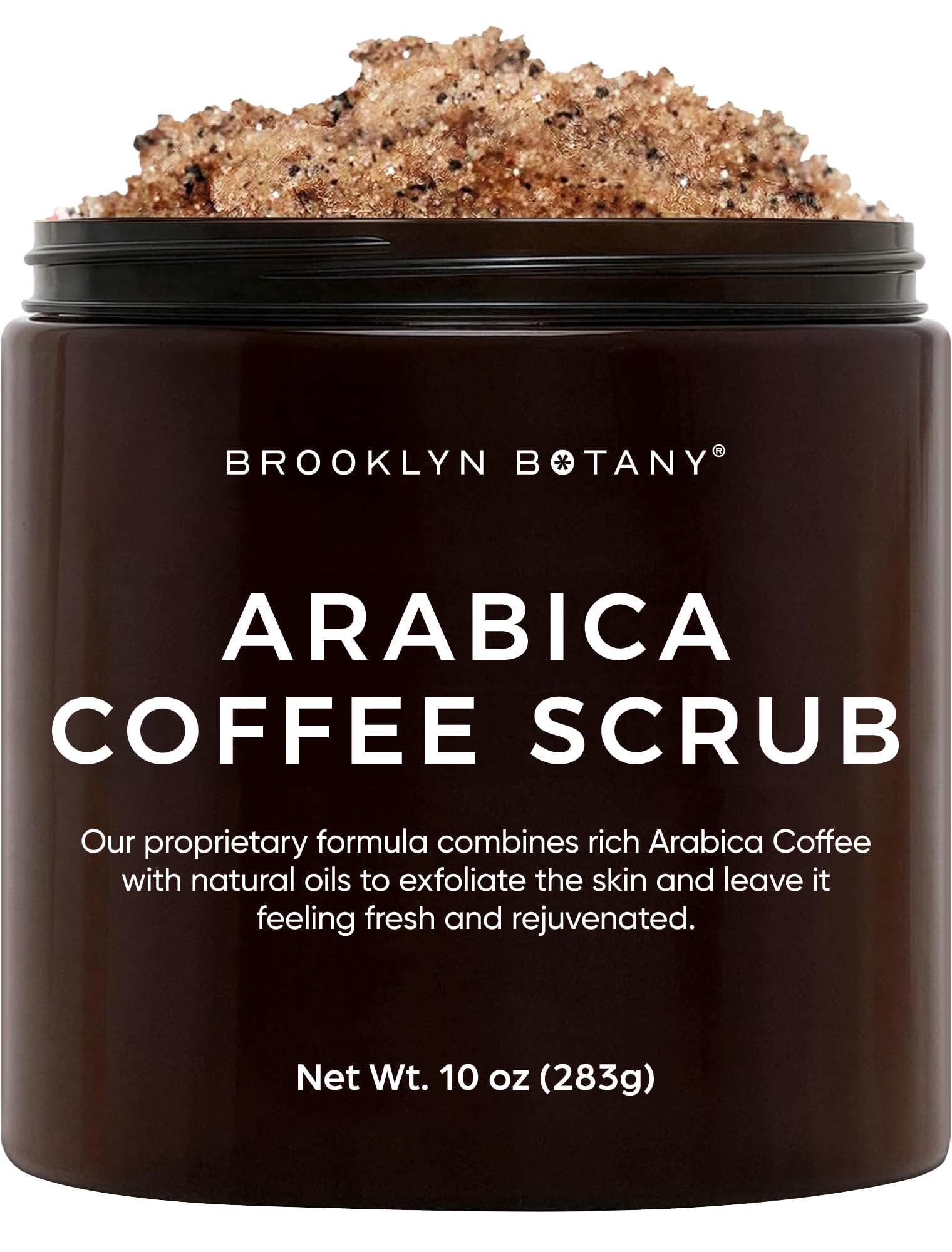 Brooklyn Botany Arabica Coffee Scrub -100% Natural - With Coconut And Shea Butter - Best Anti Cellulite And Stretch Mark Treatment, Spider Vein Therapy For Varicose Veins & Eczema - 283 g