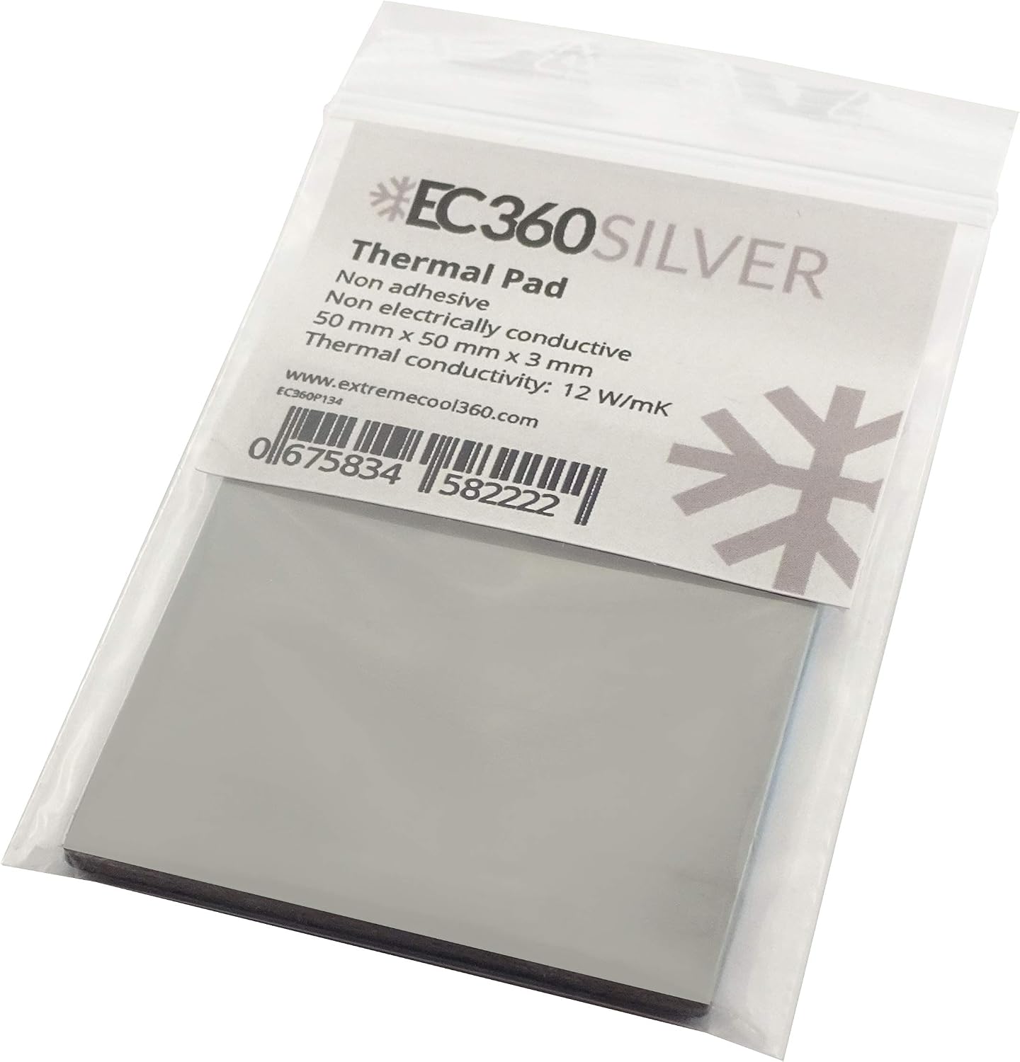 EC360® Silver 12W/mK Thermal Pad (50 x 50 x 3.0 mm), Grey, 50 x 50 x 3,0 mm