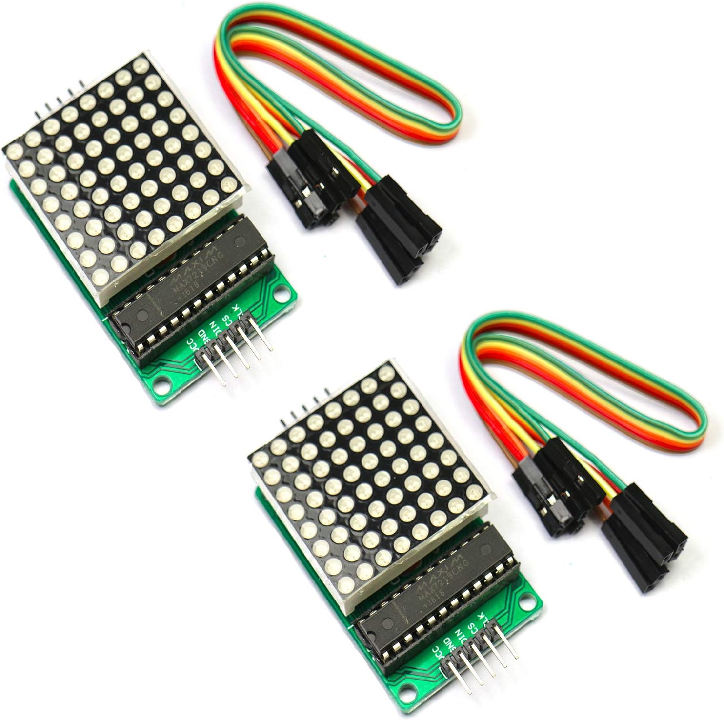 Partstower 2pcs MAX7219 Dot Matrix Module LED Display Board MCU Control DIY Kit for Arduino