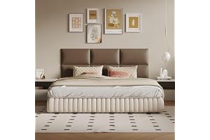 MAQQL Wall-Mounted Upholstered Headboard Panels, Light Brown Faux Leather, 24x12 Inches, Pack of 9 – DIY Soundproof Padding for Full, Queen, or King Beds, Modern Wall Décor, Easy to Install