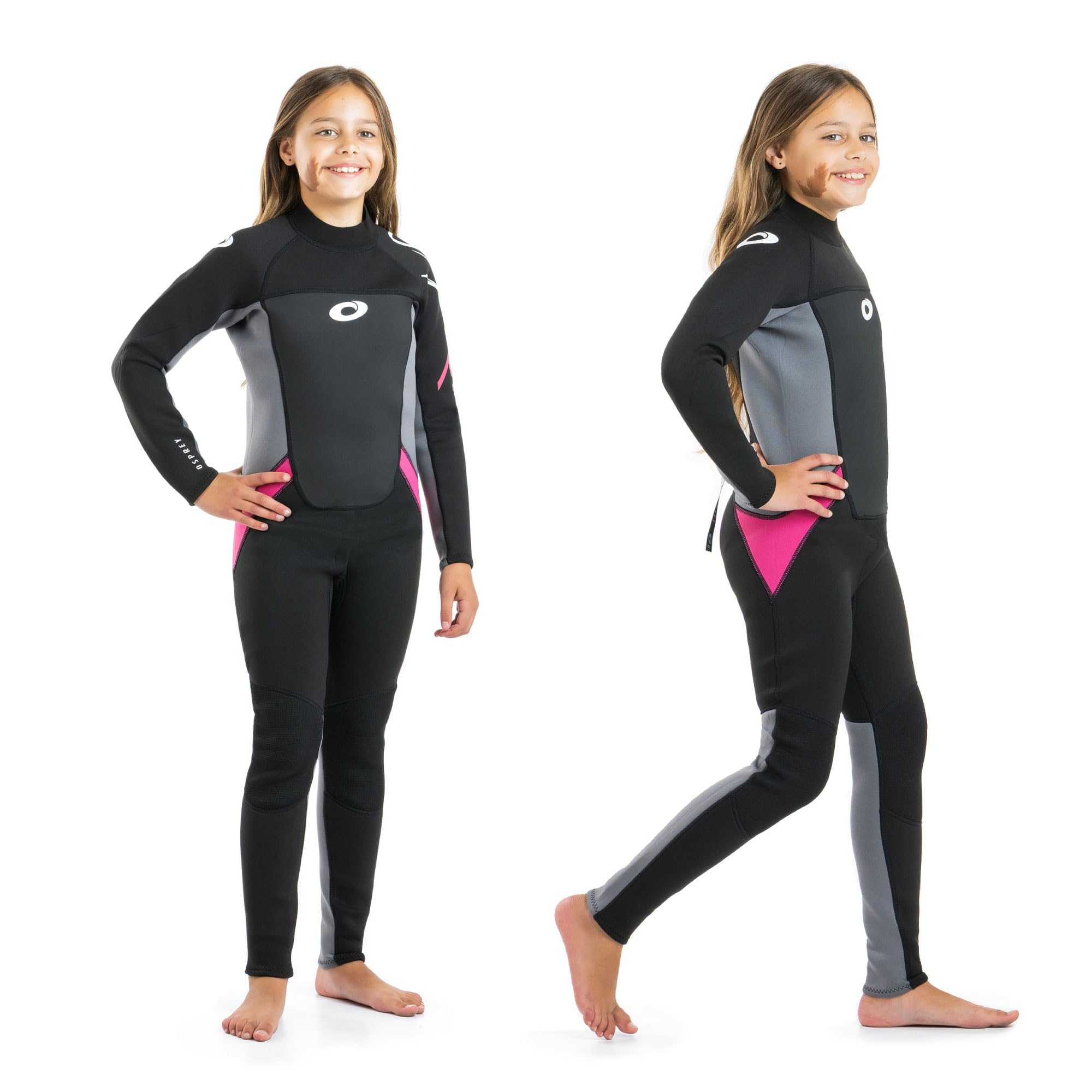 Osprey Girls Full Length 3 mm Summer Wetsuit, Kids Neoprene Surfing Bodyboarding Wetsuit, Origin, Multiple Colours, L