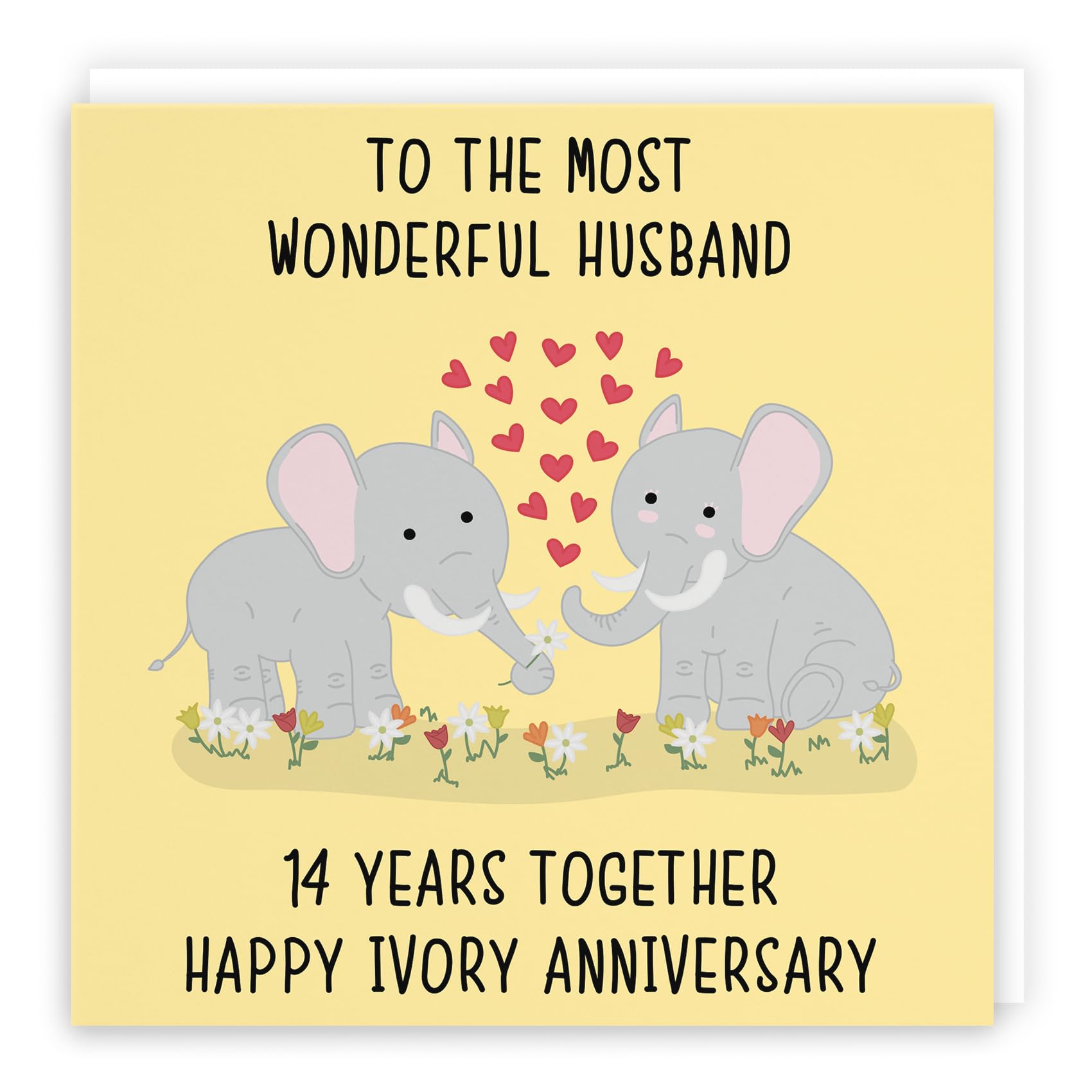 Hunts England - Husband 14th Anniversary Card - To The Most Wonderful Husband - 14 Years Together - Happy Ivory Anniversary - Iconic Collection — image 1