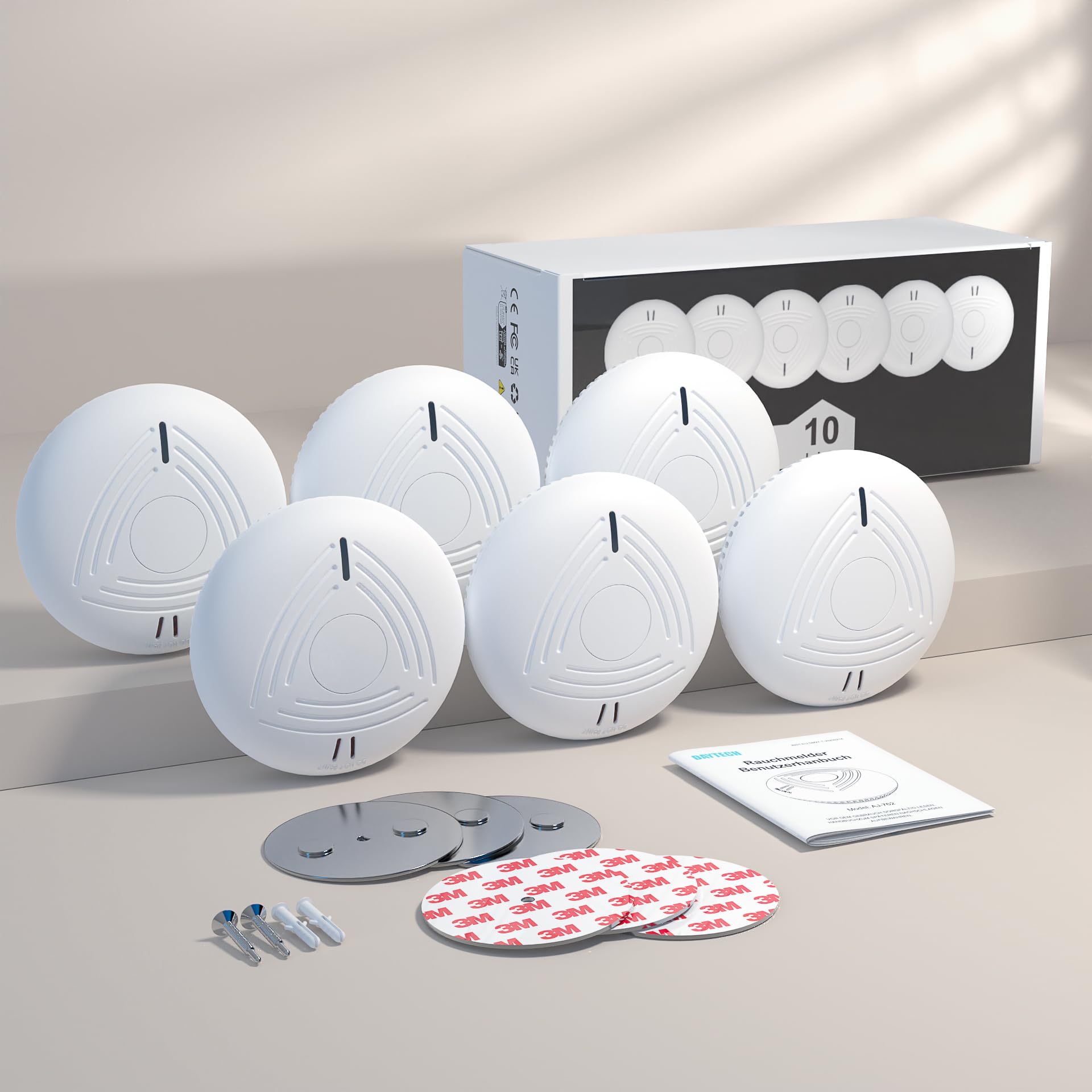 DAYTECH Rauchmelder 10 Jahre Batterie – 6er Rauchmelder mit Magnethalterung Set, TÜV Rheinland Zertifiziert, Feuermelder mit 85 dB & Test/Stummschaltung – Brandmelder für Schlafzimmer, Kinderzimmer 9