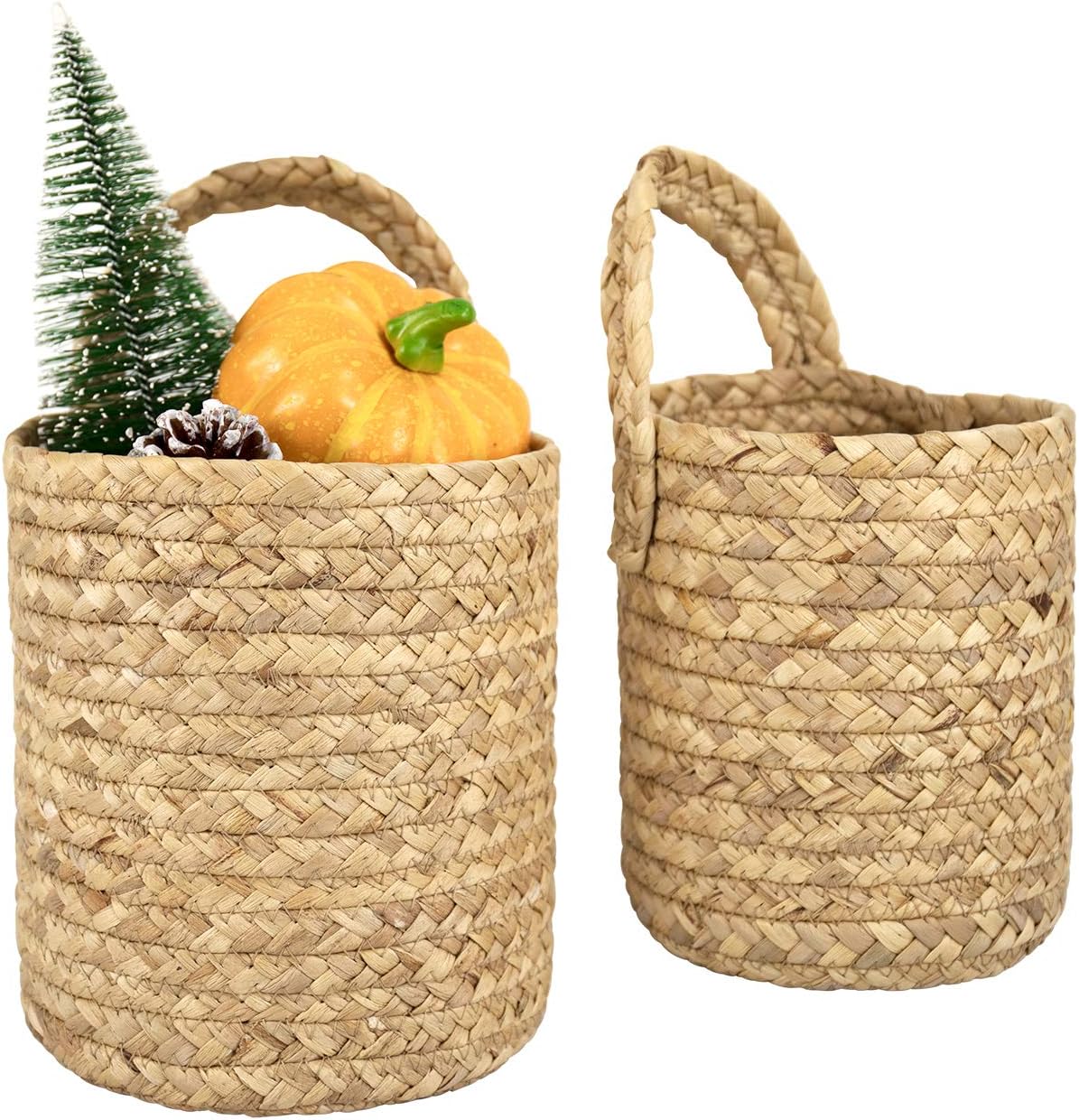 La Jolíe Muse Seagrass Woven Storage Baskets Set of 2, Wall Hanging