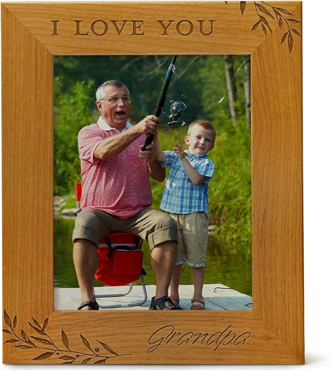 I Love You Grandpa, Engraved Natural Wood Photo Frame 8x10