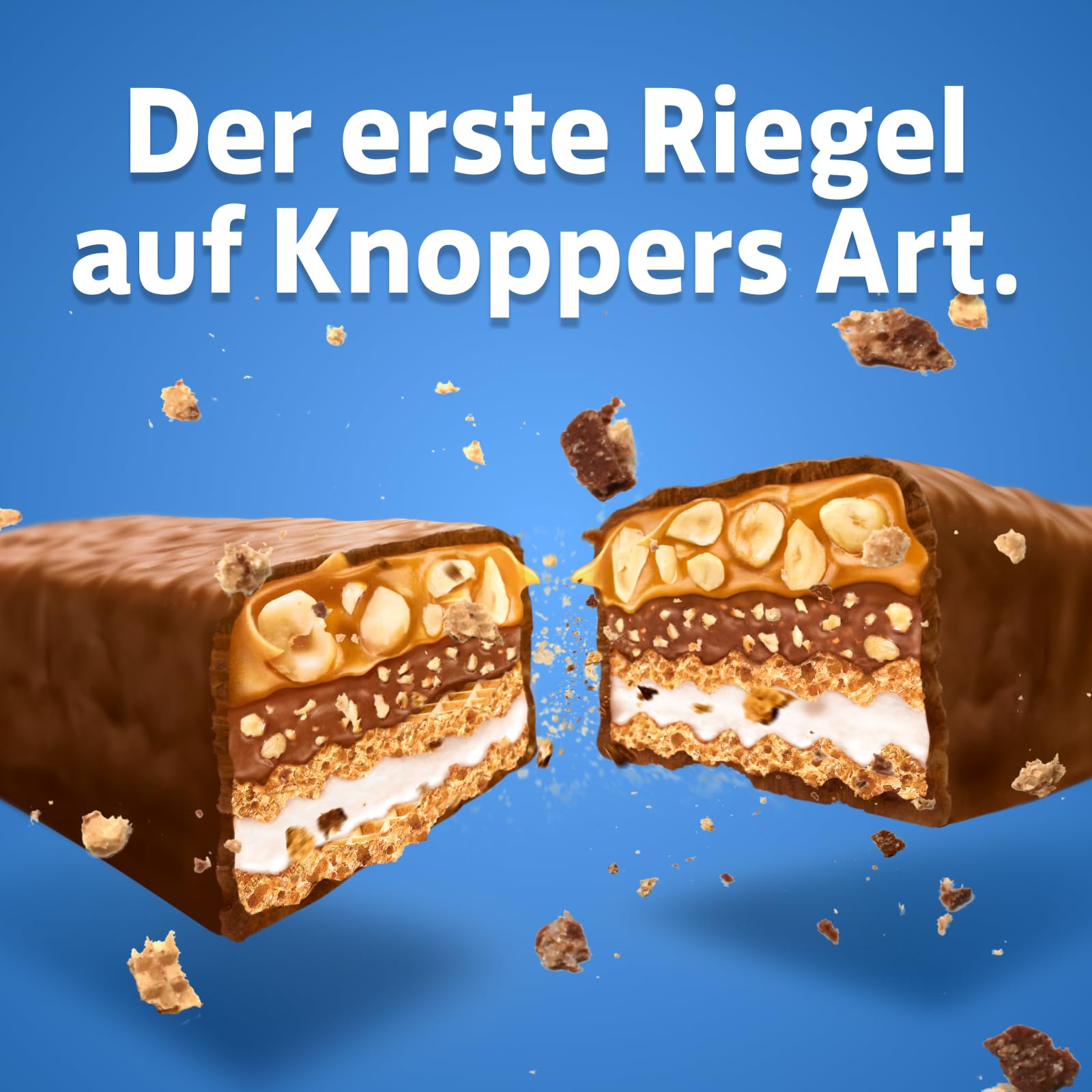 Knoppers NussRiegel – 1 x 200 g (5 Riegel) – Schokoriegel mit Milch- und Nougatcreme, Haselnüssen, Karamell und Vollmilchschokolade 3