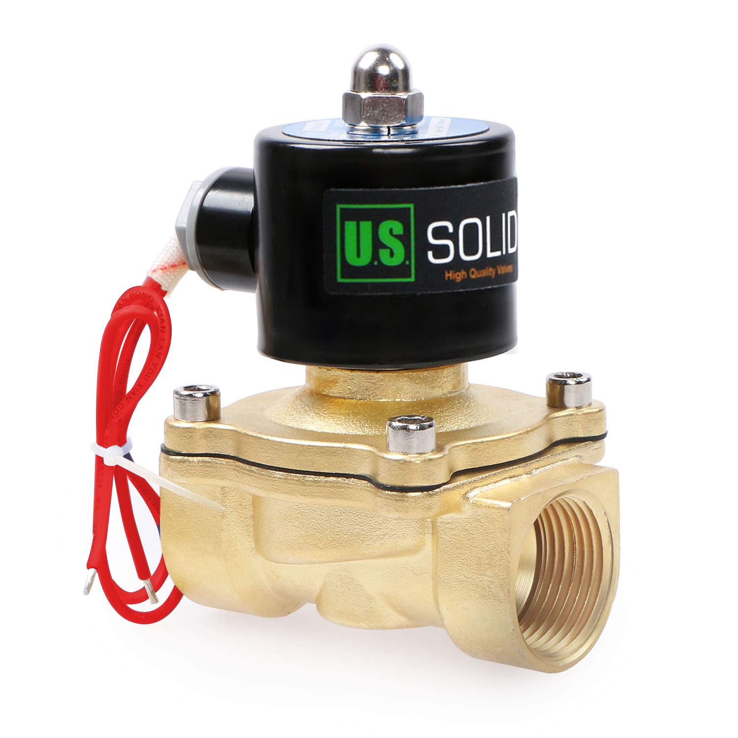 U.S. Solid 1" Brass Electric Solenoid Valve 220V AC Normally Closed VITON Water Air Oil