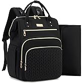 AIJIEKE Diaper Bag, Large Wide-Open Baby Diaper Backpack, Multi-functional Baby Travel Tote Bag, Diaper Bag with Changing Pad, Diaper Bags for Mom & Maternity (Black)