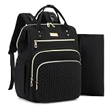 AIJIEKE Diaper Bag, Large Wide-Open Baby Diaper Backpack, Multi-functional Baby Travel Tote Bag, Diaper Bag with Changing Pad, Diaper Bags for Mom & Maternity (Black)