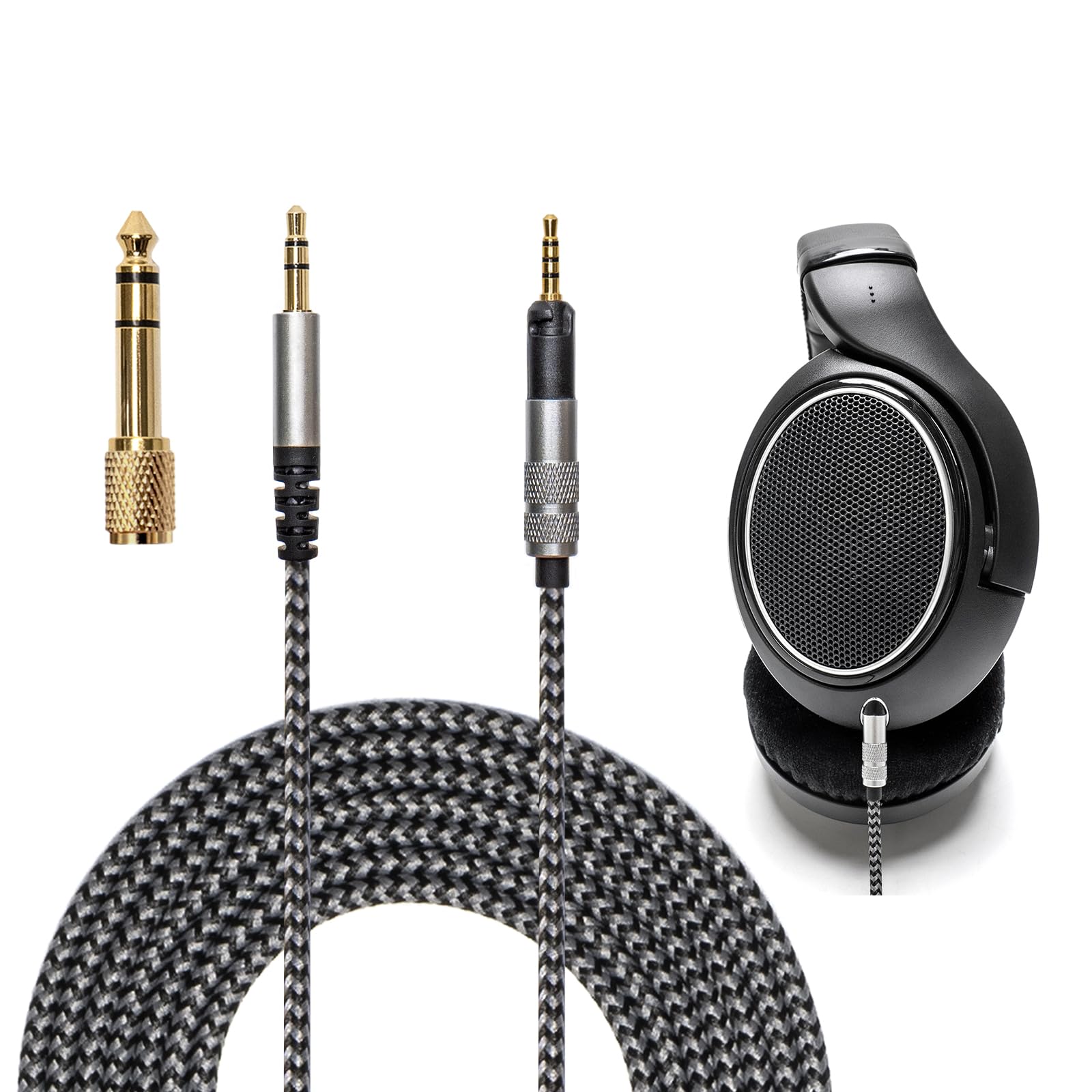 Voarmaks HD560s Cable Compatible con Sennheiser HD598 HD598SE HD598SR HD598CS HD599 HD558 HD518 HD579 HD569 HD559 HD560S Longitud de Auriculares 2m 6.5FT Nylon Suave Ligero Incluye Adaptador de 1/4 6.35mm