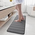 Buganda Memory Foam Bath Mat, 47" x 17", Ultra Soft and Non-Slip Bathroom Rugs, Water Absorbent and Machine Washable Bath Rug Runner for Bathroom, Shower, and Tub, Grey
