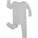 EASWEET Baby Boy Convertible Footed Pajamas Bamboo Viscose Long Sleeve Baby Romper with Diaper Zipper