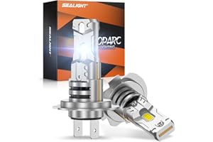 SEALIGHT H7 Fog light, 1:1 Real Size, 800% 44,000LM Super Bright 6500K Cool White LED Light Bulbs, Plug and Play, Pack of 2