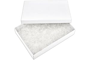 THEDISPLAYGUYS FOR YOUR MODERN LIVING TheDisplayGuys - 25-Pack #53 Kraft Paper Cardboard Gift Boxes/Jewelry Cases w. Cotton Padding & Lid - Matte White - (5.4" x 3.9" x 1.0")