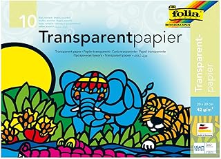 folia 888 - Transparentpapier im Heft, Drachenpapier, ca. 20 x 30 cm, 10 Blatt sortiert in 10 Farben, 42 g/qm, durchschimmernd, zum Basteln von Windlichtern, Laternen, Fensterbildern, und vielem mehr