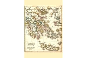 Laminated Ancient Greece Antique Style Map Travel World Map with Cities in Detail Map Posters for Wall Map Art Wall Decor Geographical Illustration Travel Destinations Poster Dry Erase Wall Art 24x36