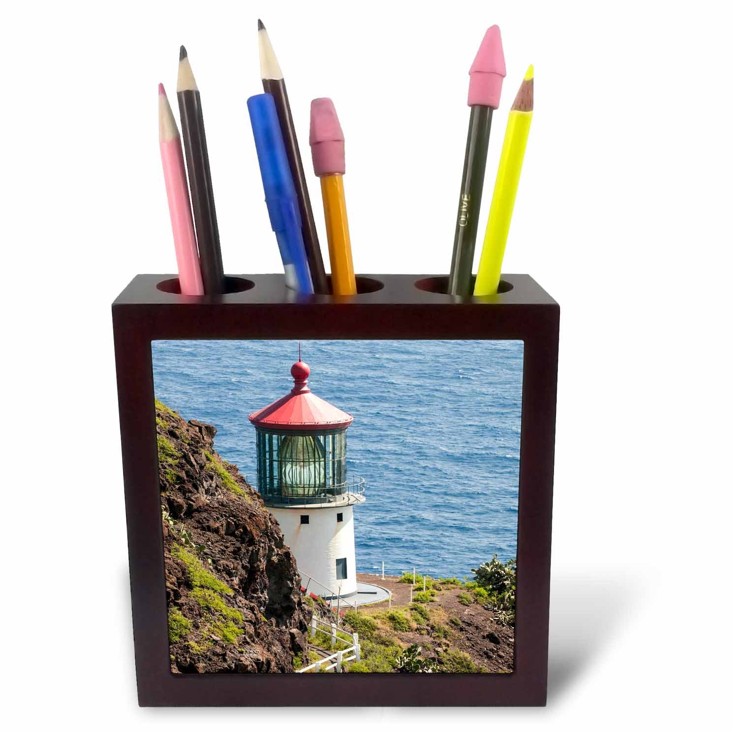 3dRose Makapuu Point Lighthouse, Oahu, Hawaii - Tile Pen Holder, 5-Inch (Ph_259217_1)
