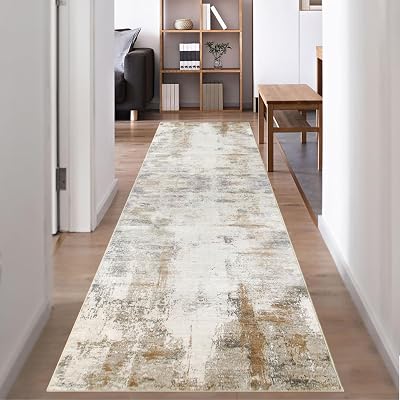 Famibay Hallway Runner Rug 60x300cm Non Slip Washable Brown Beige