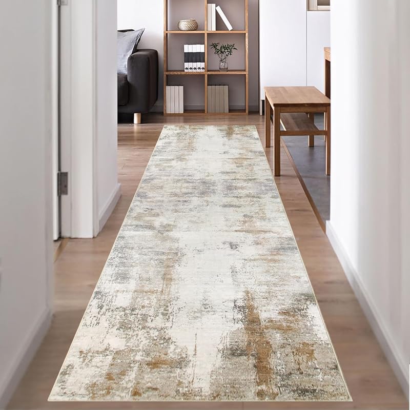 Famibay Hallway Runner Rug 60x300cm Non Slip Washable Brown Beige