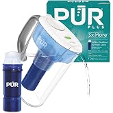 PUR Plus, Water Filter Pitcher for Fridge, 7-Cup, Includes 1 Filter, White | Water Filtration Pitcher For Better-Tasting Tap Water, Lead Filtration, Fridge-Friendly, Stay-Tight Lid, Dishwasher Safe