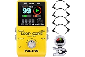 BRISKDROP NUX Loop Core Stereo Guitar Looper Pedal - Bundle with 4 Patch Cables and Snark Tuner