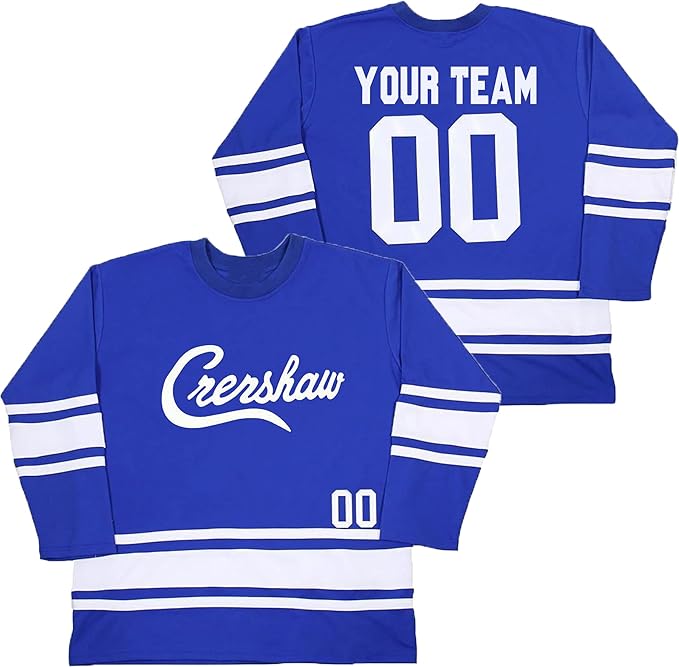 Custom Crenshaw Ice Hockey Jerseys Marathon Stitched Blue Sport Jersey