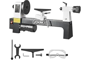 UOKRR Mini Wood Lathe Machine Woodworking Lathe 1/3HP Benchtop Wood Lathe 8” x 12” Wood Turning Lathe Variable Speed 750-3200rpm for Beginners/Professionals to Make Pens, Bowls, Cups, Small Workpieces