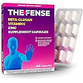 THE-FENSE Beta Glucan, Vitamin C and Zinc Supplement Capsules - Immune Support Boost for Women and Men - Free of Gluten and Lactose, Non-GMO - 60 Capsules