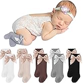 Shyyween 5 Pairs Long Preemie Socks Premature Newborn Baby Knee High Cotton Socks for Girls Boys Infant Toddler
