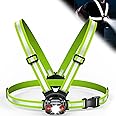 ISEYOU Running Lights for Runners, 500 Lumens 45° Adjustable Running Light with Dual-Reflective Straps, IPX4 Waterproof & USB