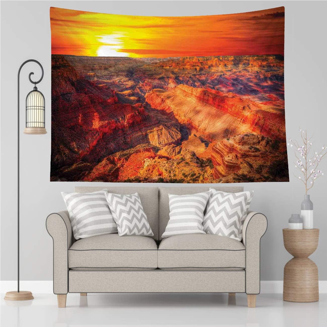 Vikes Nature Scenery Tapestry,Unique Grand Canyon Color