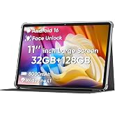 COLORROOM 2026 Android16 Tablet 11inch, Face Unlock,18W Fast Charging,Black | 32GB+128GB+1TB Expand, Octa-core CPU, 8000mAh Large Battery, WiFi6, Touchscreen Display, Widevine L1 Tableta